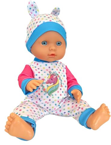 LENA INGROSSO Puppe Trinken & Baden mit Zubehör Doktor – 32 cm – Sol y Luna – mit Einhorn-Body, Flasche, Spritze und Stethoskop – Nachahmungsspiel für Mädchen ab 3 Jahren