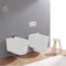 Sanitari bagno sospesi bianco lucido – Water e bidet con coprivaso soft close Square
