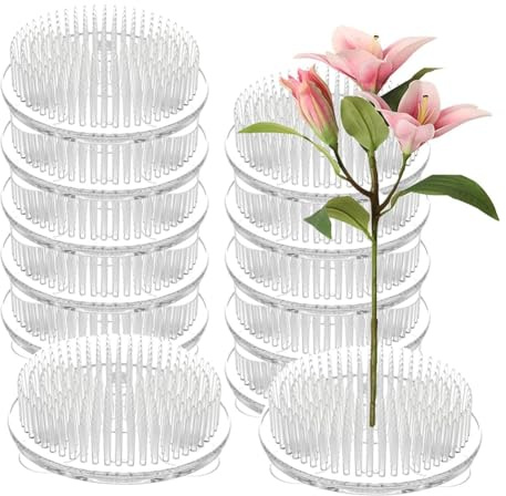 Yarryuter Clear Flower Frogs 12PCS Set, 2.76 Inch Plastic Pin Frogs for Vase Arrangement, Floral Pin Frog Tools