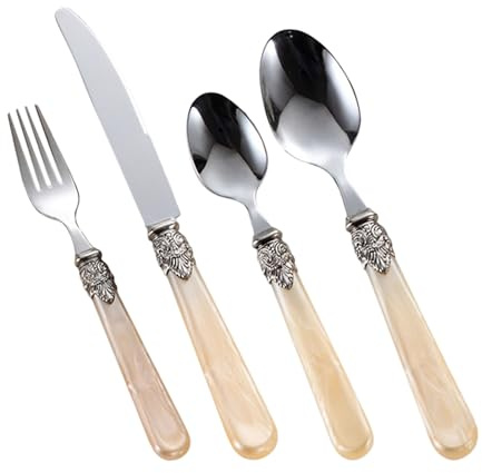 Palace Martellato - Set di posate in acciaio | Set di utensili retrò lagostina | per uso quotidiano, tavolo elegante, da viaggio