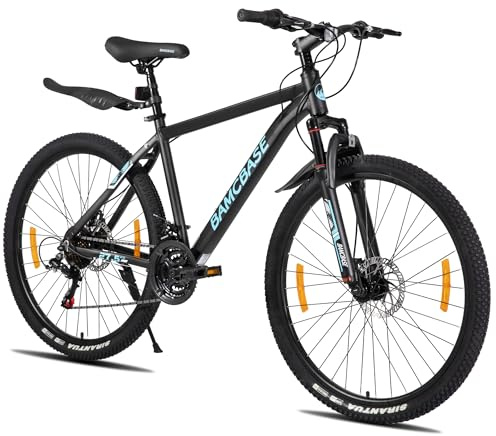 Hiland 26 27,5 Zoll Mountainbike, Herren Damen MTB mit Aluminiumrahmen, 21 Gänge Hardtail-Fahrrad für Erwachsene mit Scheibenbremse, Schwarz/Blau/Grün/Lila/Weiß