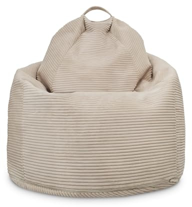 Ehrenkind® Sitzsack XXL aus Cord | Für Körpergrößen von ca. 140–190 cm | Bequem & ergonomisch | Weicher, abziehbarer Cordbezug | Natur