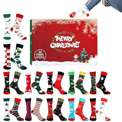 Adventskalender Weihnachten 2025 | 24 Tage Adventskalender mit lustigen Socken für Mama | Weihnachtsbedarf für Zuhause | für Frauen Teenager Junge Großeltern