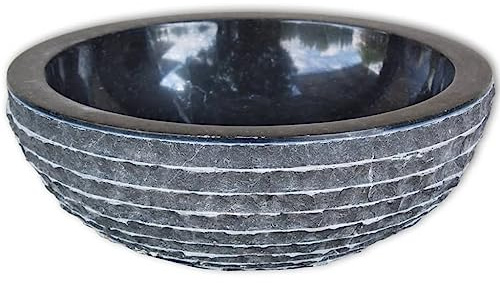 Vasque à Poser, Lavabo à Poser en Marbre Lave Main Salle de Bain Marbre 40 cm Noir