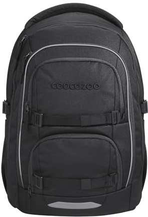 Coocazoo PORTER Schulrucksack „Black Coal”, schwarz, ergonomischer & anpassbarer Tornister, höhen- & größenverstellbar, mit Brustgurt & Hüftgurt, ab der 3. Klasse