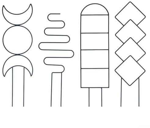 GANCEI Set di tralicci di supporto rampicante per piante in vaso, confezione da 4 cornici geometriche in ferro vergine e linee semplici, altezza 38-40 cm per piccole viti