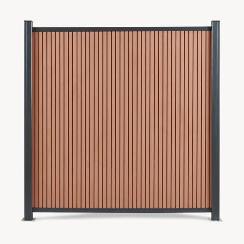 NEU.HOLZ Startermodul Grassano 185 x 180 cm mit 2 Pfosten Braun | Gartenzaun, WPC, Sichtschutzzaun, Lamellenzaun, Zaunelemente, witterungsbeständig, Windschutz