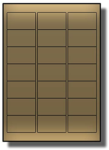 Label Planet® 21 Per Page/Sheet, 5 Sheets (105 Metallic Gold Sticky Labels), All Purpose Blank A4 Address Shipping Stickers, for Laser Printer Only, UK LP21/63 M, 63.5 x 38.1 MM
