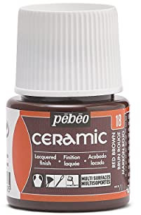 Pébéo - Ceramic - Couleur Opaque pour Terre Cuite, Céramique et Faïence - Effet Brillant - Finition Laquée - Flacon 45 brun, Brun Rouge 025-018