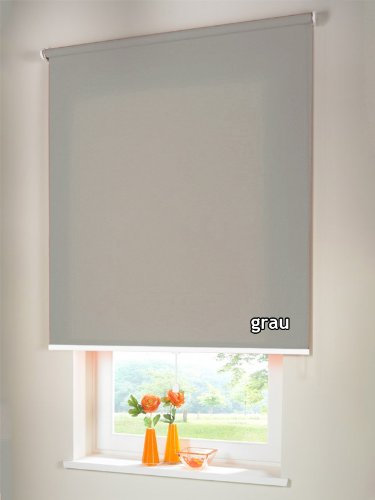 Sichtschutzrollo Mittelzugrollo Springrollo Rollo Verdunkelung 55 x 100 cm / 55x100 cm grau