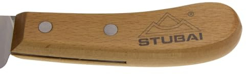 STUBAI Ledermesser 100 mm – gebogene Klinge aus gehärtetem Stahl, scharf & robust – Holzgriff, ideal für Leder, Teppich, Dachpappe, Outdoor & Gartenarbeiten