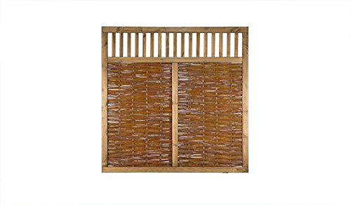 Hochwertiger Weidenzaun/Weidenflechtzaun Graz im Maße 180 x 180 cm (Breite x Höhe) aus geölten und witterungsbeständigen Weidenruten und einen gebeizten Kiefernholzrahmen