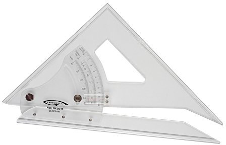 Geodreieck Grad/Dreieck einstellbar von 45° bis 90°, Kanten, hartbeschichtet