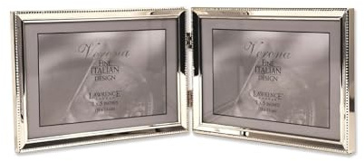 Lawrence Frames Bead Border Design, 7x5 Double, Traditional, Silver