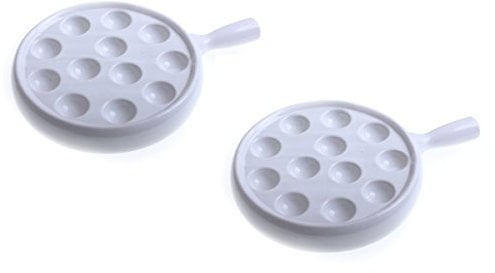 TAMLED Schneckenpfanne mit Handgriff 12 Augen - 2 Stück Porzellan Escargot pan