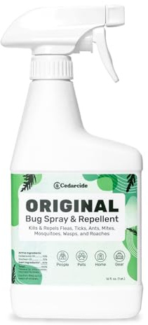 Cedarcide Original Bug Spray | Repel & Kill Fleas, Ticks, Mosquitoes, Mites, Ants & Chiggers | for use on People, Pets & Home | Natural Cedar Oil | Eco-Friendly | Pint (16 Oz.)