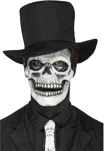 Smiffy's Smiffys Prótesis de látex de espuma, cara de esqueleto, Blanca, 2 piezas con mandíbula móvil y adhesivo