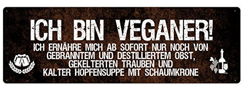 Schilderkönig ICH Bin Veganer Schild Küche Ernährung veganes Geschenk