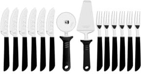 Tramontina - Couverts à pizza et ustensiles noirs 14pcs. Inox et plastique.