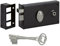 METALUX série 596 - Serrure en applique noire Horizontale Gauche tirant Pêne dormant 1/2 tour avec clé L et gâche 140x82mm