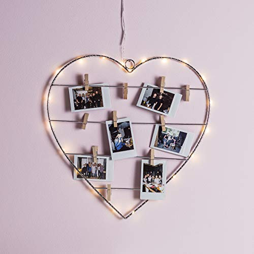 Lights4fun 3x 18er Micro LED Herz Silhouette mit Wäscheklammern Foto Lichterkette Batteriebetrieb Timer Deko Muttertag