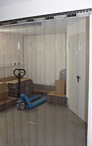 PVC Streifenvorhang, Lamellenvorhang 300x3mm 1,00 m breit, komplett vormontiert, transparent, als optimaler Wind und Wetterschutz (Höhe 2,75 m)