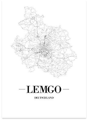 JUNIWORDS Stadtposter - Wähle Deine Stadt - Lemgo - 30 x 40 cm Poster - Schrift A - Weiß