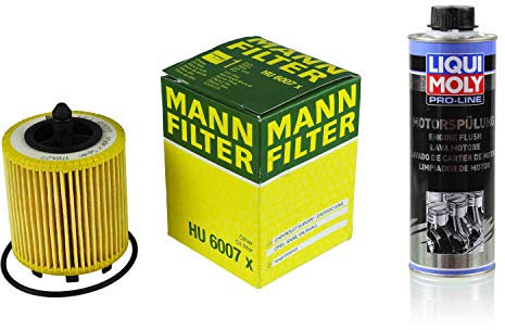 MANN-FILTER Ölfilter HU 6007 x + 2427 Pro-Line Motorspülung