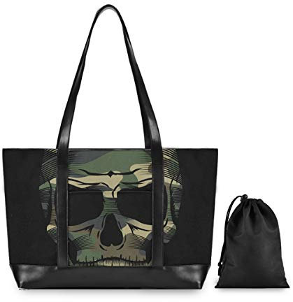 Laptop-Tragetasche für Damen – Camouflage Schädel Illustration Business Handtasche Computer Schultertasche passt 15,6 Zoll Notebook