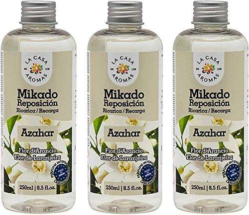 H HANSEL HOME Mikado Reposicion 250 Ml Sin Varillas (Azahar, 3 Pcs)