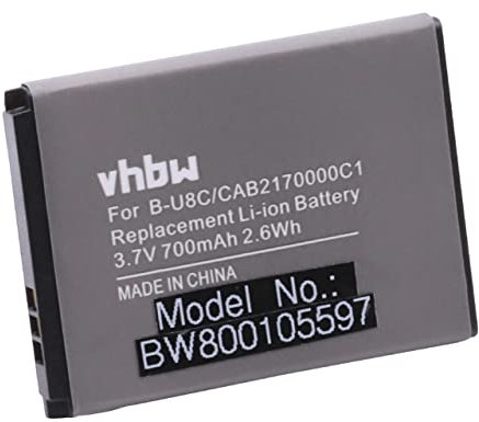 vhbw Batería reemplaza Alcatel OT-BY10, CAB30M0000C1, OT-BY20, CAB30U0000C1 para móvil, Smartphone (700 mAh, 3,7 V, Li-Ion)