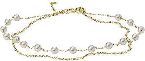 Fossil Fußkettchen Für Frauen Vintage Iconic, Länge: 24 Cm + 1,2 Cm Gold-Edelstahl-Fußkettchen, JF03740710