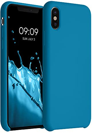 kwmobile Hülle kompatibel mit Apple iPhone X Hülle - Silikon Handy Case - Handyhülle weiche Oberfläche - kabelloses Laden - Karibikblau