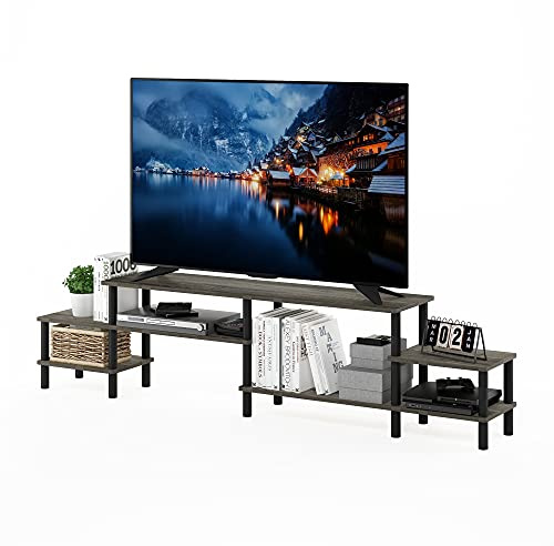 Furinno Turn-N-Tube Grand Entertainment Center für Fernseher bis zu 60 Zoll, französische Eiche/Schwarz