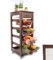 Kasalingo Carrello Porta Frutta e Verdura con cassetto portapane 29,5x37 h 83 in Legno, carrello da cucina con ripiano multiuso 100% Made in Italy. (Noce)