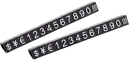 sourcing map 14 Satz Verstellbar Abnehmbar Mini Würfel Preisschild Display Nummer Buchstabe Preisschild Ständer Kit für Ladentheke Weiß Schwarz 6.3x9mm