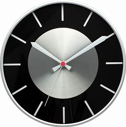 MPM Quality Wanduhr aus Kunststoff in modernem Design. Kunststoff, Glas, Trittstufe, 1x AA-Batterie, ? 300 x 45 mm