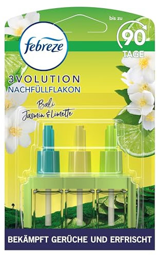 Febreze 3Volution Duftstecker Nachfüller Bali Jasmin & Limette, 3 Abwechselnde Düfte Bekämpfen Gerüche