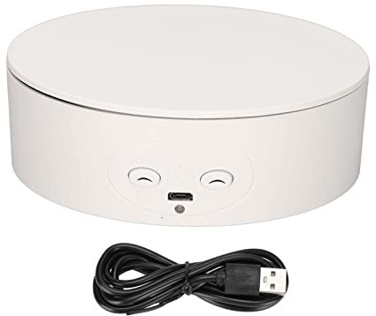 Espositore Rotante, 360 Gradi Giradischi Elettrico Rotante Carico di 6,6 Libbre Espositore Antiscivolo per L'Esposizione di Fotografie, Gioielleria, Orologio, Modelli 3D(Bianco)