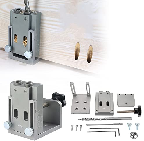 Pocket Hole Jig Set,CEIEVER 4 in 1 Taschenloch Bohrschablone Multifunktion Bohrer-Locator mit Positionierungsclip Schrägloch Bohrschablone Taschenloch Bohrhilfe für die Holzbearbeitung (2)