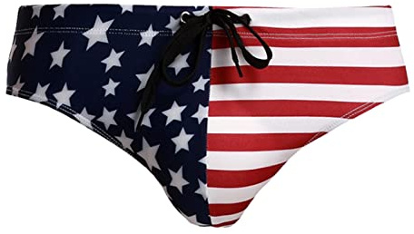 SHINROAD Costume da bagno da uomo traspirante da uomo Slip da bagno lavabile elastico bandiera USA pantaloncini per attività in acqua