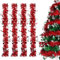 Sprinlot Girlande Weinachten Rot, 4 Stück Lametta Girlande Rot, Weihnachtsgirlanden Glänzend Mit Sternen, Christbaum Girlande, Lametta Weihnachtsbaum Deko