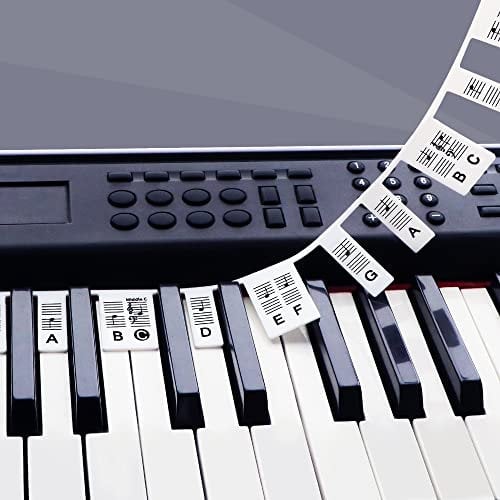Removable Piano Keyboard Stickers for Beginners, Reusable Silicone Piano Key Labels for 61-Key Full-Size Keyboards – No Residue, Easy Learning for Kids & Adults (Black)