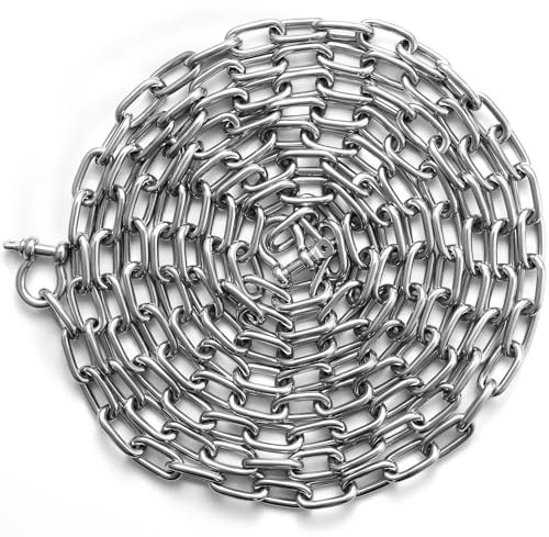 VEVOR Anchor Chain, 20' x 5/16 316 Stainless Steel Chain, 3/8 Anchor Chain Shackle, 7120lbs Anchor Lead Chain Breaking Load, 9460lbs Anchor Chain Shackle Breaking Load, Anchor Chain for Small Boat