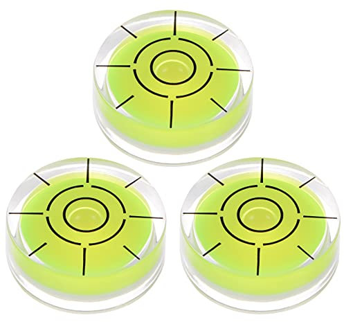sourcing map 3Stk 32x12mm Rund Blasen Wasserwaage Mini Kreisförmig Präzisionswasserwaagen für Nivellierung Kamera Stativ Teleskop Werkstatt Drehteller Lime