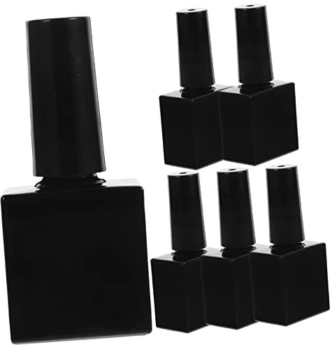minkissy 6 Pcs Nail Polish Bottle Black Set Black Gel Fingernail Polish Empty Gel Polish Bottle Empty Bottles Refillable Glass Containers Bottles with Brush