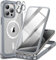 CENHUFO Compatible with iPhone 15 Pro Max Case Built-in Glass Screen Protector with Camera Lens Protector, 360 Full Body Protective Phone Case for iPhone 15 Pro Max Case Shockproof -Gray