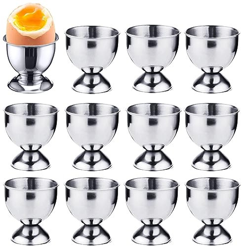 sinzau Lot de 12 coquetiers en acier inoxydable - Plateau pour petit-déjeuner - Petit verre à vin