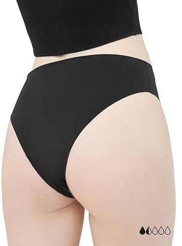 MyMonthlys Periodenunterwäsche Tanga Slip - leichte Blutung und Ausfluss - Seamless unsichtbar ohne Nähte seidig weiches Material - schnelltrocknend geruchshemmend ohne Biozide - S / 36