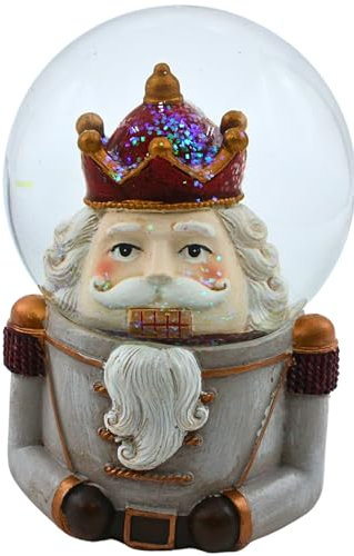 Boule à neige à paillettes de qualité supérieure - Casse-noisette - Socle décoré - Dimensions (h x Ø) : 14 x 11 cm